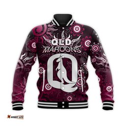 Custom Personalised QLD Maroons Baseball Jacket Aboriginal