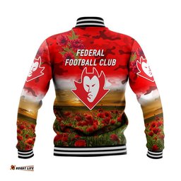 Federal Football Club ANZAC Baseball Jacket Poppy Vibes