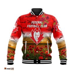 Federal Football Club ANZAC Baseball Jacket Poppy Vibes