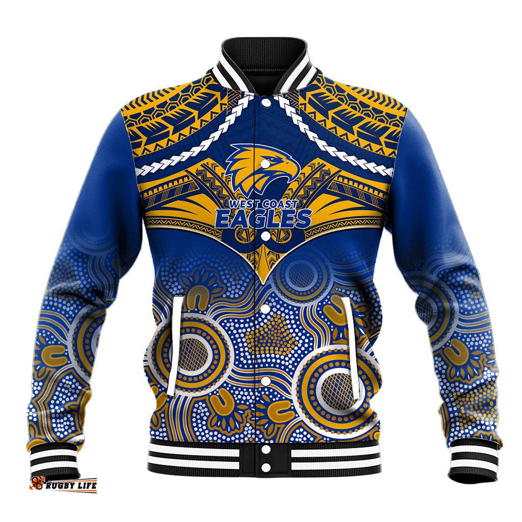West Coast Football Baseball Jacket Eagles Aboriginal Mix Polynesian Pattern