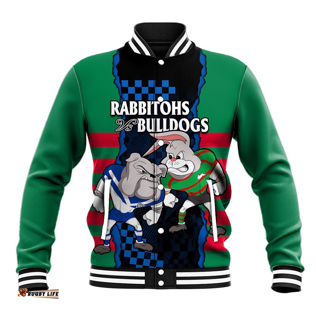 Custom Text And Number NRL Combine Rabbitohs and Bulldogs Baseball Jacket