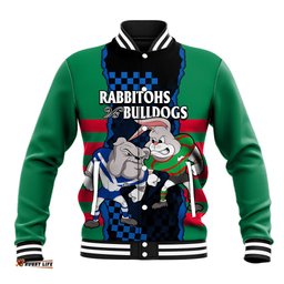 Custom Text And Number NRL Combine Rabbitohs and Bulldogs Baseball Jacket