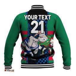 Custom Text And Number NRL Combine Rabbitohs and Bulldogs Baseball Jacket