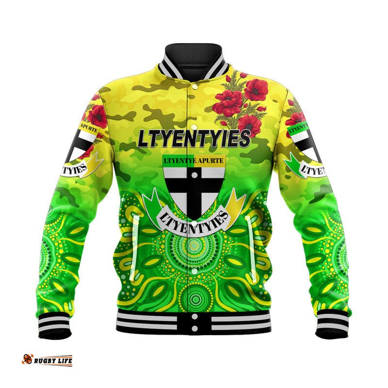 Custom Personalised Ltyentye Apurte ANZAC Baseball Jacket Indigenous Vibes - Ltyentyies