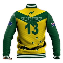 Custom Text and Number Australia Cricket Baseball Jacket Go Aussie Champions