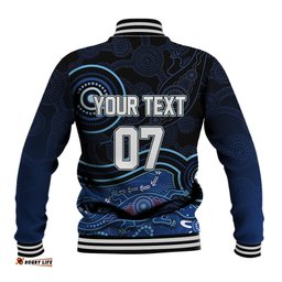 Personalised NSW Blues Rugby Indigenous Baseball Jacket Lizard Aboriginal Dot Art