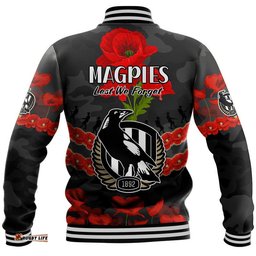 Magpies Football ANZAC Baseball Jacket Lest We Forget