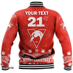Custom Personalised And Number Sydney Swans Unique Winter Season Baseball Jacket Swans Merry Christmas