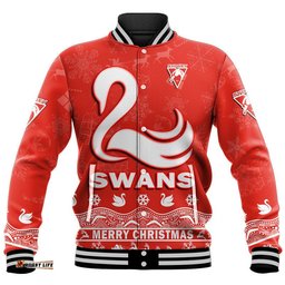 Custom Personalised And Number Sydney Swans Unique Winter Season Baseball Jacket Swans Merry Christmas