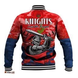 Knights Rugby ANZAC Baseball Jacket Lest We Forget