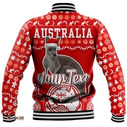 Custom Personalised Australian Kangaroo Christmas Vibe With Aboriginal Dot Painting Style Baseball Jacket