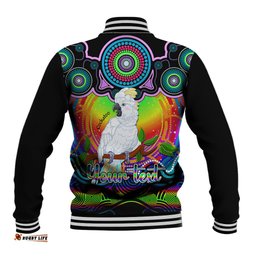 Personalised Australia Libra Cockatoo Zodiac Baseball Jacket Auz Astrology Aboriginal - Rainbow