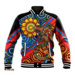 Australia Lizard and Sun Baseball Jacket Aboriginal Art Speical