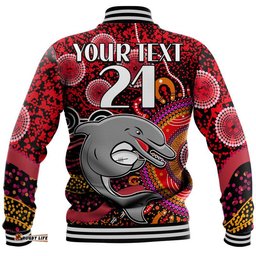 Custom Personalised Dolphins Rugby Baseball Jacket Aboriginal Dots