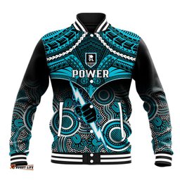 Personalised Port Adelaide Football Baseball Jacket Power Aboriginal Mix Polynesian Pattern