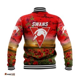 Sydney Swans ANZAC Baseball Jacket Poppy Vibes