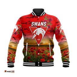 Sydney Swans ANZAC Baseball Jacket Poppy Vibes