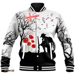Vibe Hoodie Clothing - New Zealand Anzac Lest We Forget Remebrance Day White Baseball Jacket