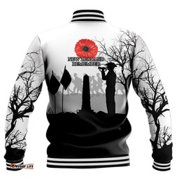 Vibe Hoodie Clothing - New Zealand Anzac Lest We Forget Remebrance Day White Baseball Jacket