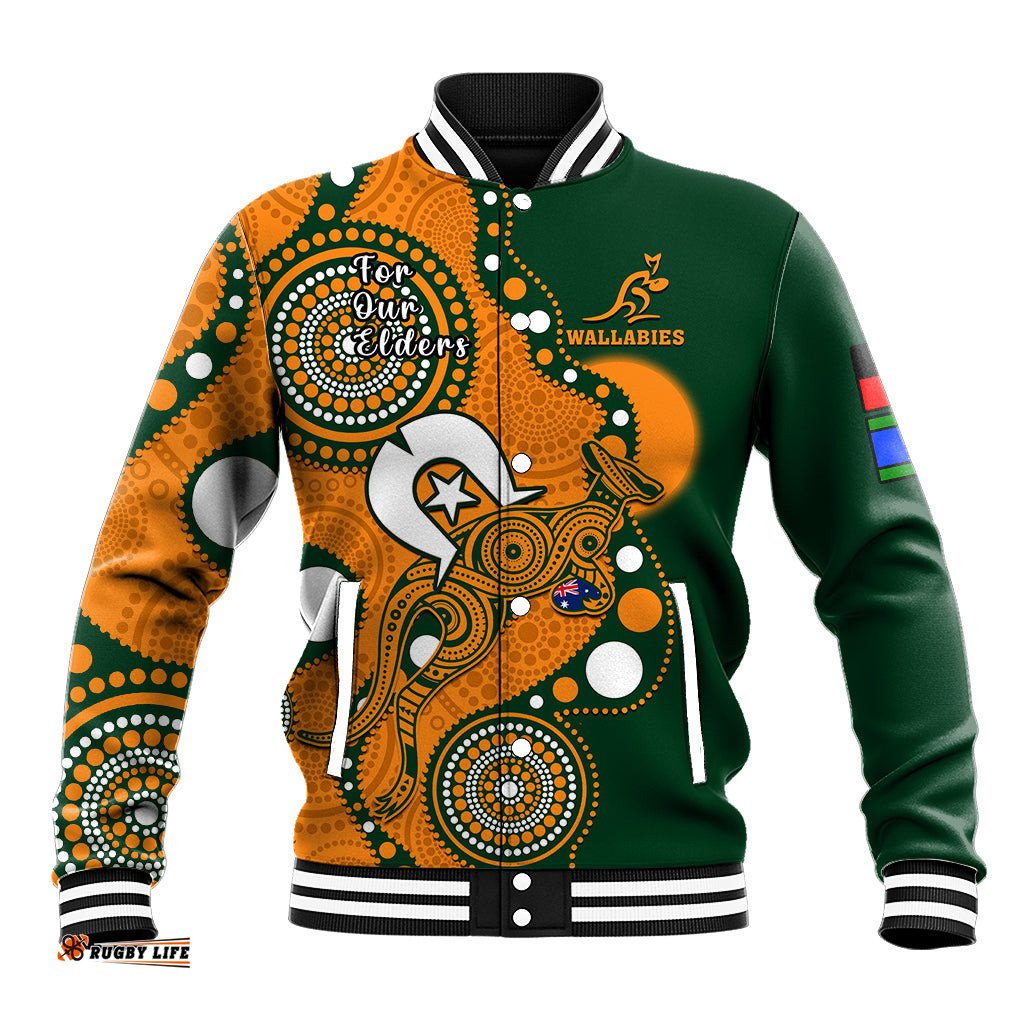 Custom Text And Number Wallabies Rugby NAIDOC Baseball Jacket Aboriginal Camouflage Lest We Forget