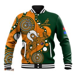 Custom Text And Number Wallabies Rugby NAIDOC Baseball Jacket Aboriginal Camouflage Lest We Forget