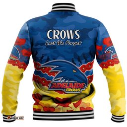 Adelaide Crows Football ANZAC Baseball Jacket Lest We Forget