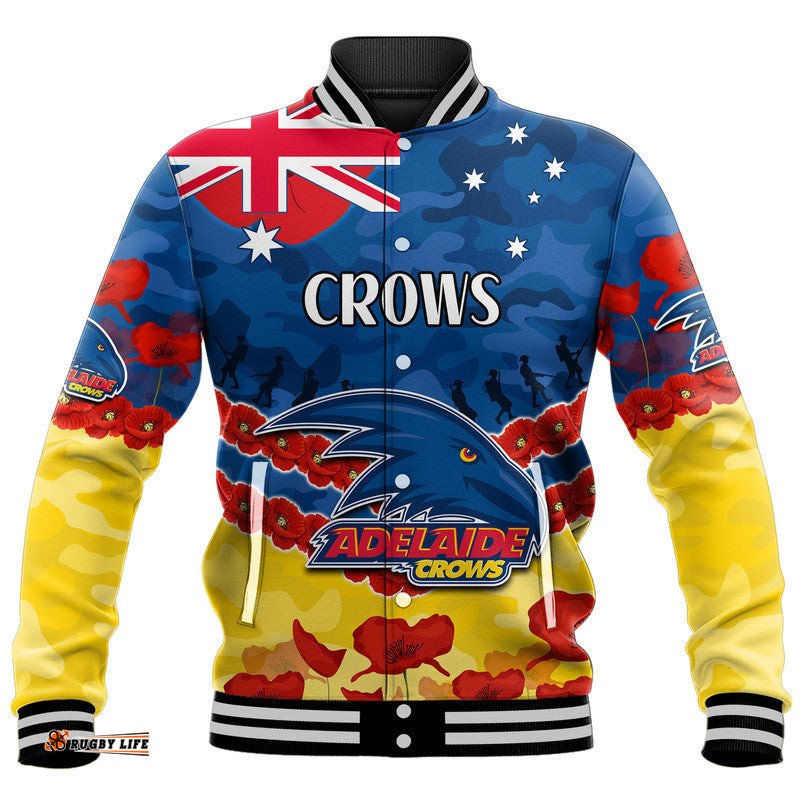 Adelaide Crows Football ANZAC Baseball Jacket Lest We Forget