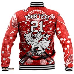 Custom Personalised Dragons Rugby Baseball Jacket Boomerang Indigenous Dots