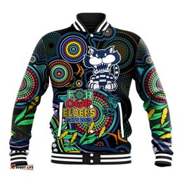 Custom Cats Football Aboriginal Art Baseball Jacket NAIDOC Indigenous Tribal