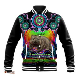 Personalised Australia Taurus Wombat Zodiac Baseball Jacket Auz Astrology Aboriginal - Rainbow