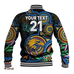 Custom Eagles Football Aboriginal Art Baseball Jacket NAIDOC Indigenous Tribal