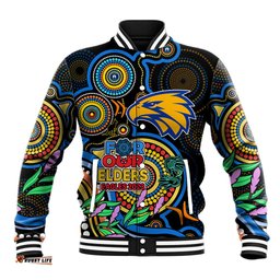 Custom Eagles Football Aboriginal Art Baseball Jacket NAIDOC Indigenous Tribal