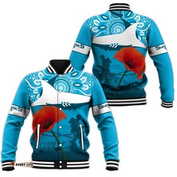 Sharkies Rugby Baseball Jacket Anzac Day Barb Wire Style