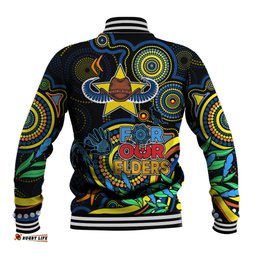 Cowboys Rugby Aboriginal Art Baseball Jacket NAIDOC Indigenous Tribal