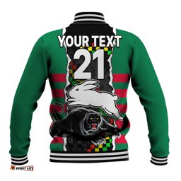 Custom Text And Number NRL Combine Rabbitohs and Panthers Baseball Jacket