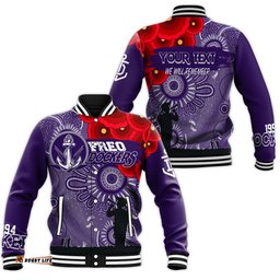 Custom Personalised Freo Dockers Indigenous Anzac Day Baseball Jacket We Will Remember