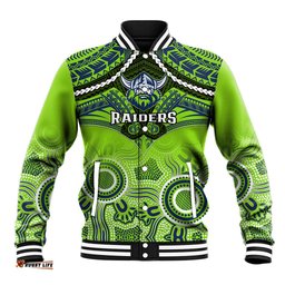 Raiders Rugby Baseball Jacket Canberra 1981 Aboriginal Mix Polynesian Pattern