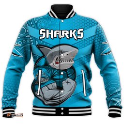Custom Text And Number Sharks Rugby Baseball Jacket Go Sharkies Aboriginal Sporty Version Ver.03