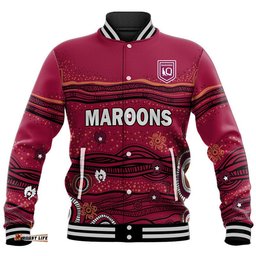 Custom Personalised QLD Maroons Rugby Baseball Jacket Indigenous
