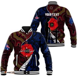 Custom Personalised Aboriginal Mix Maori Anzac Day Baseball Jacket Lest We Forget
