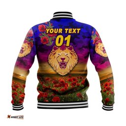 Custom Personalised Brisbane Lions ANZAC Baseball Jacket Poppy Vibes