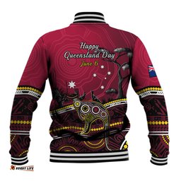 June 6 Queensland Day Baseball Jacket Australian Aboriginal Art