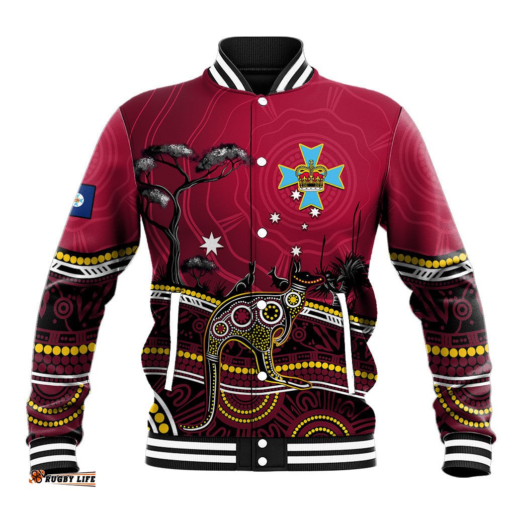 June 6 Queensland Day Baseball Jacket Australian Aboriginal Art