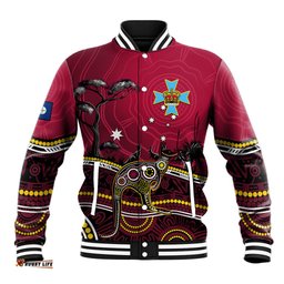 June 6 Queensland Day Baseball Jacket Australian Aboriginal Art