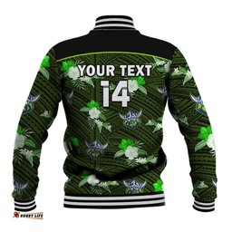 Custom Text And Number Raiders Rugby Baseball Jacket Polynesian Tribal Mix Tropical Hawaiian Style