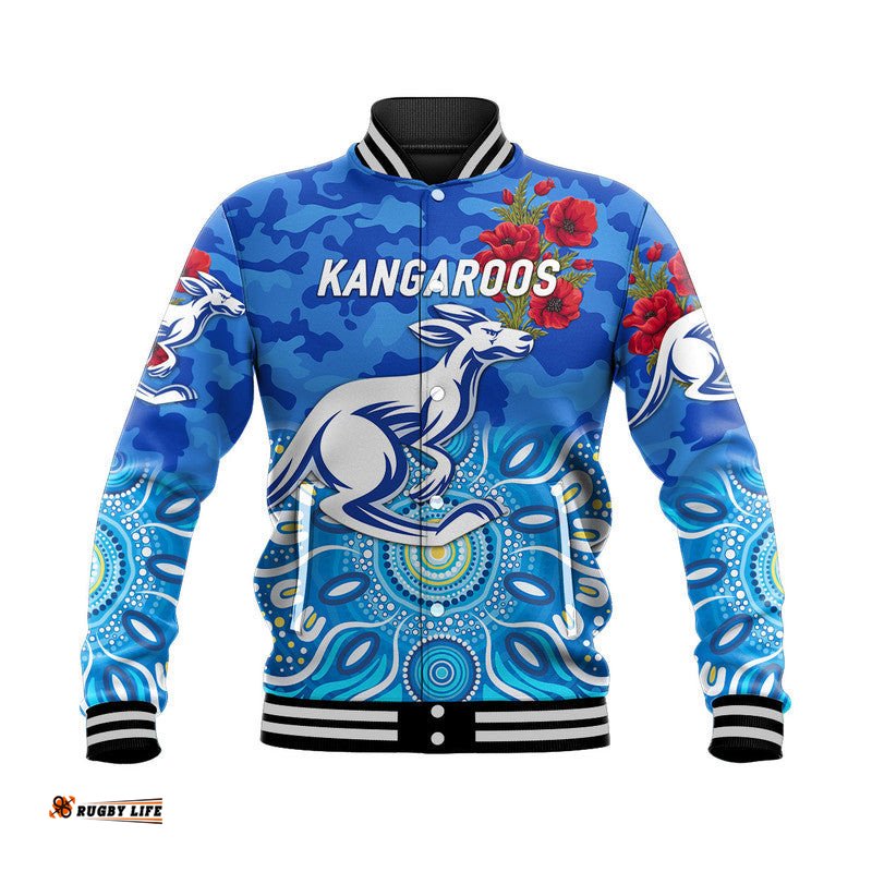 North Melbourne Kangaroos ANZAC Baseball Jacket Indigenous Vibes