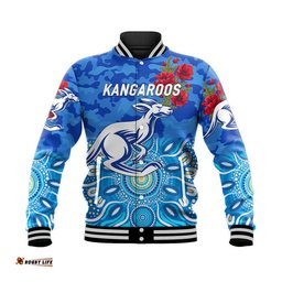 North Melbourne Kangaroos ANZAC Baseball Jacket Indigenous Vibes