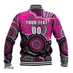 Custom Text And Number Sixers BBL Baseball Jacket Aboriginal Patterns Pink Version
