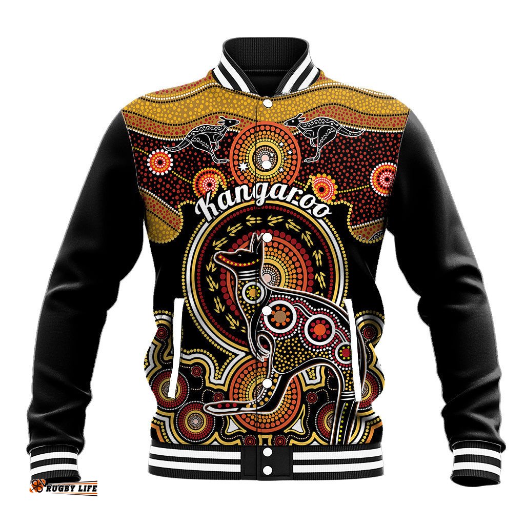 Personalised Australian Astrology Baseball Jacket Aboriginal Kangaroo Zodiac Sign