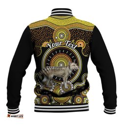 Personalised Australian Astrology Baseball Jacket Aboriginal Tasmanian Tiger Zodiac Sign